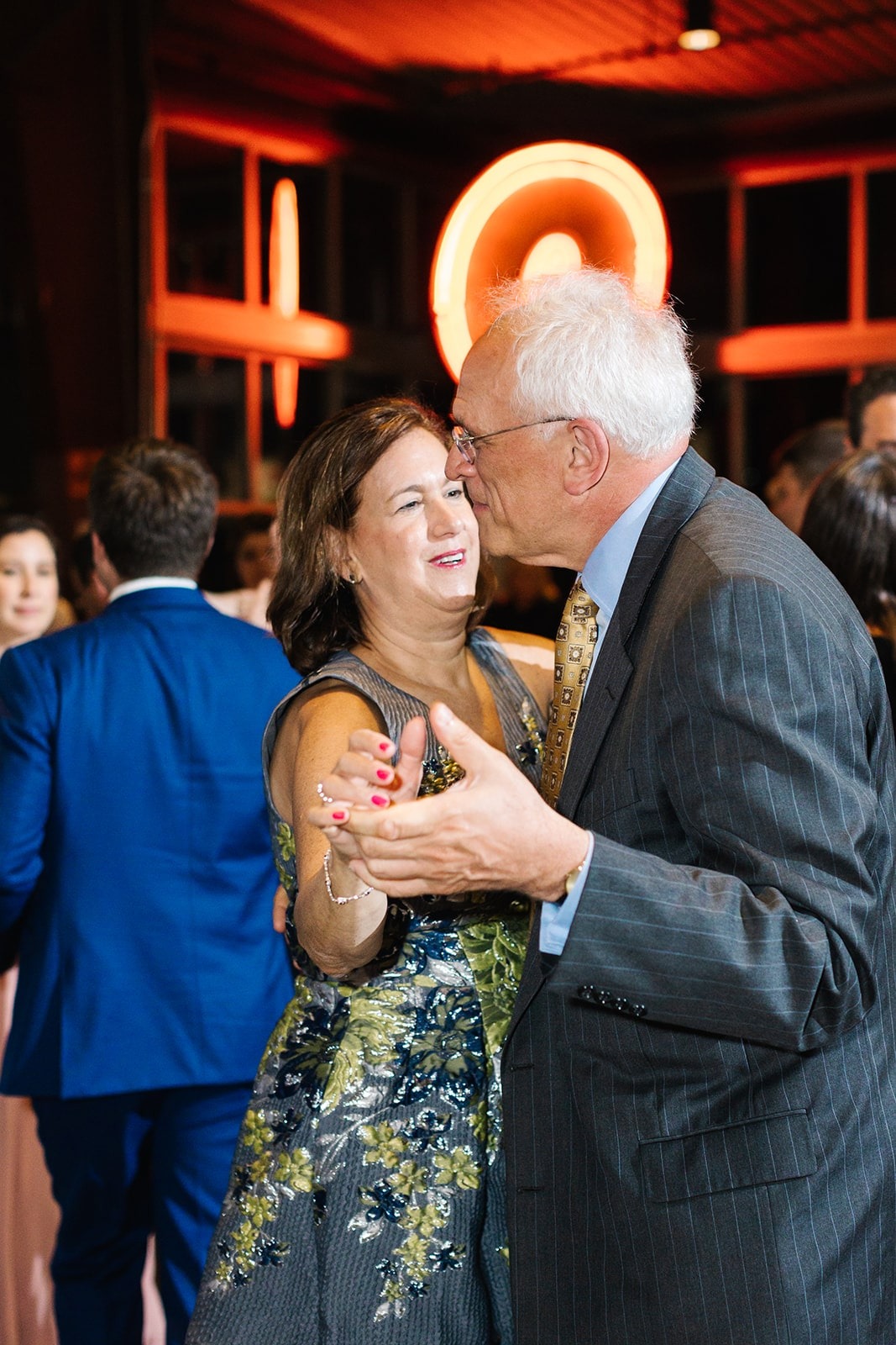 older couple slow dancing