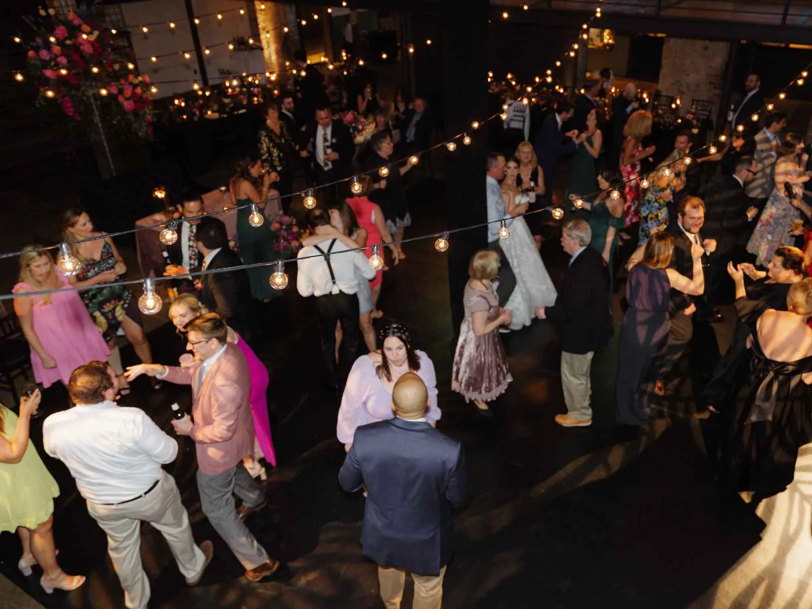 wedding guests dancing