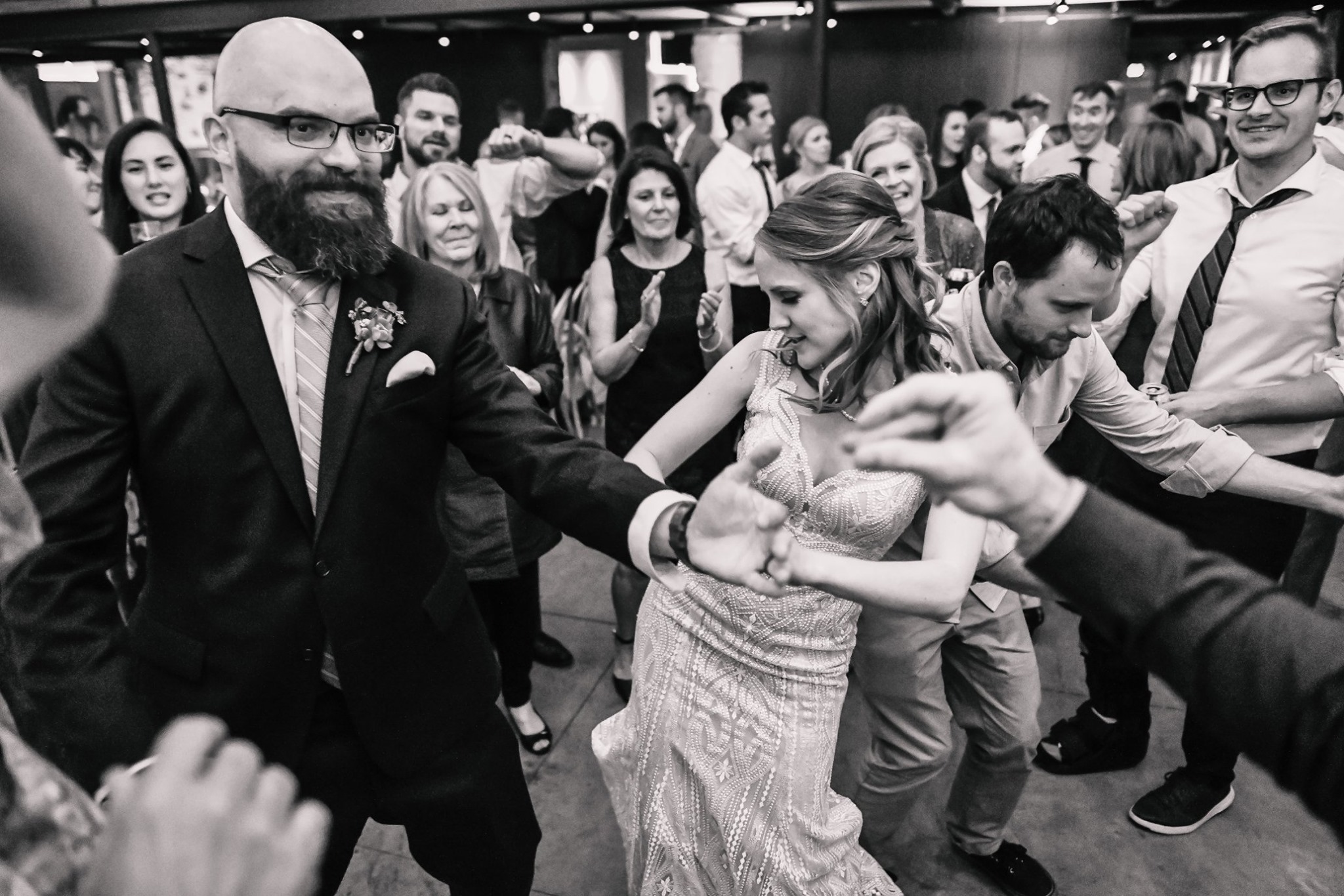 bride dancing with guests