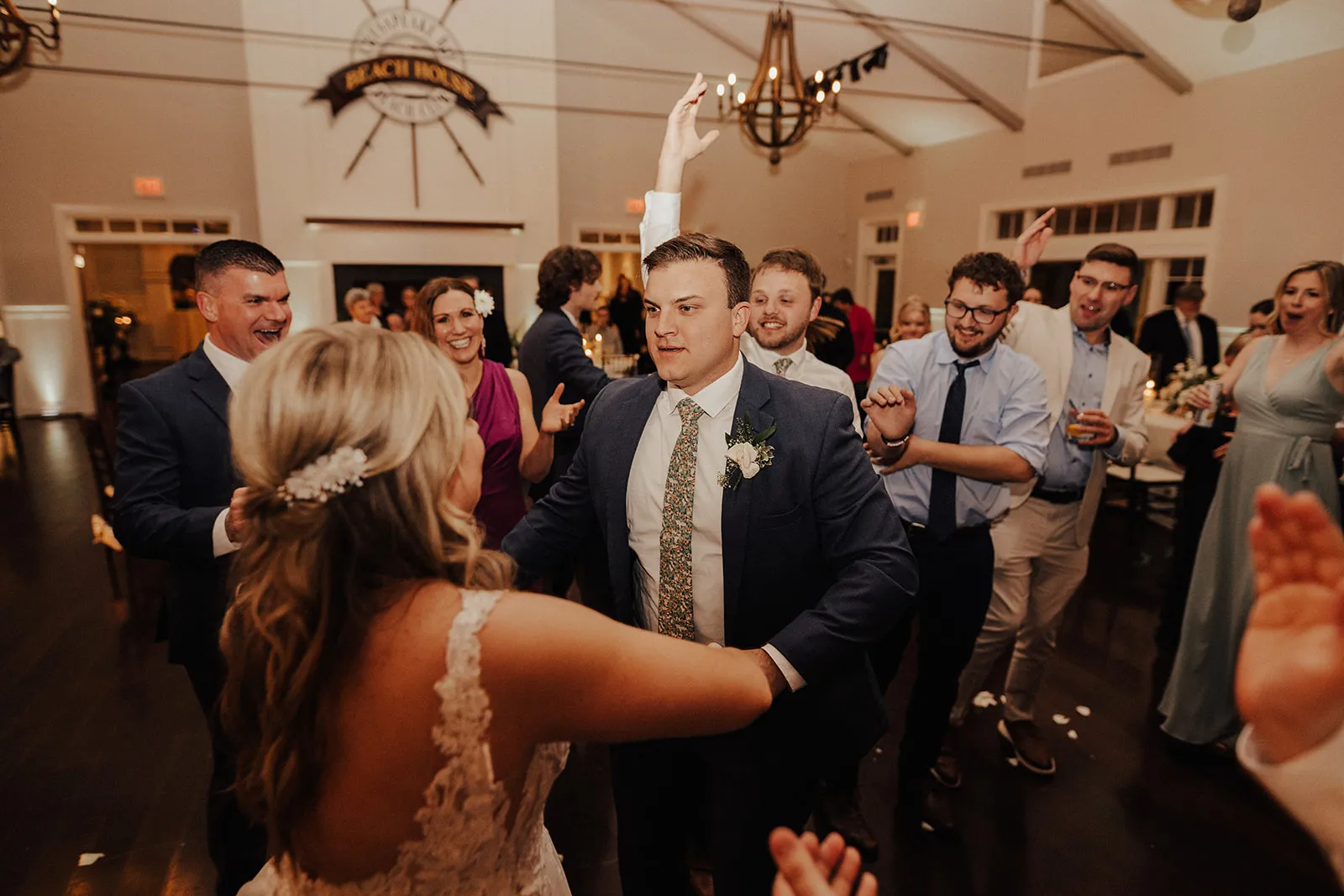 bride and groom dancing