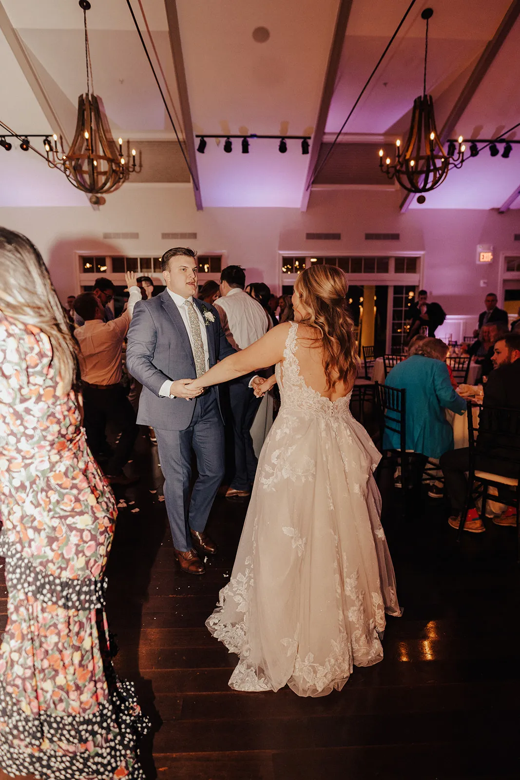 bride and groom dancing