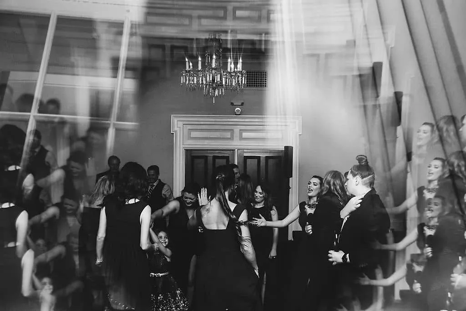 guests dancing at wedding
