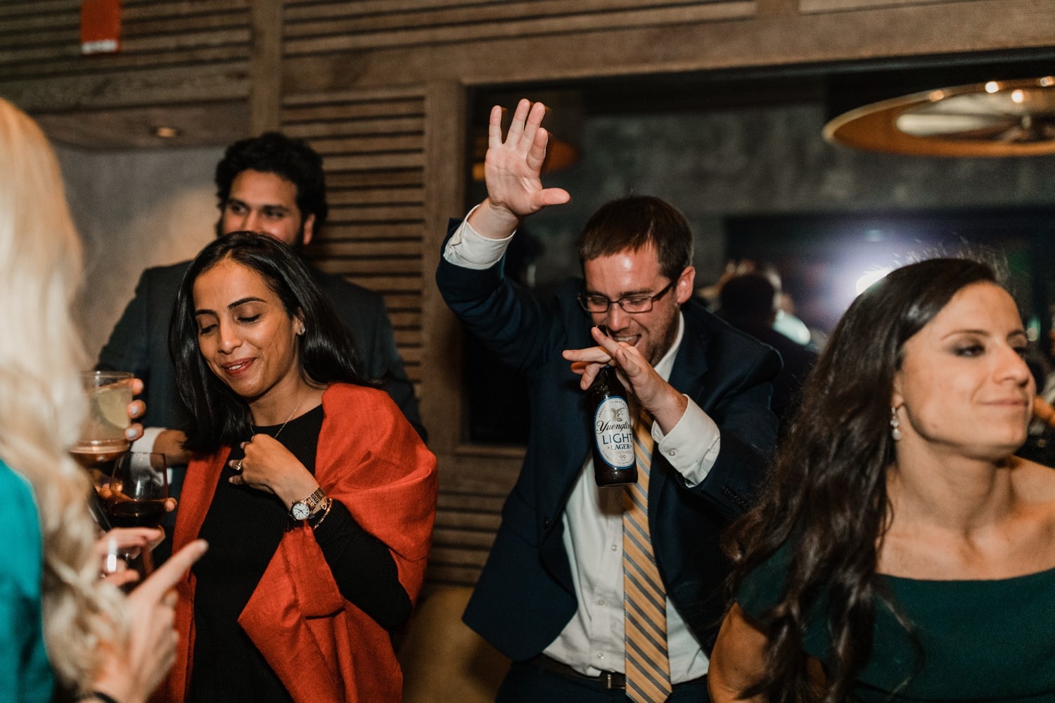 wedding guests dancing