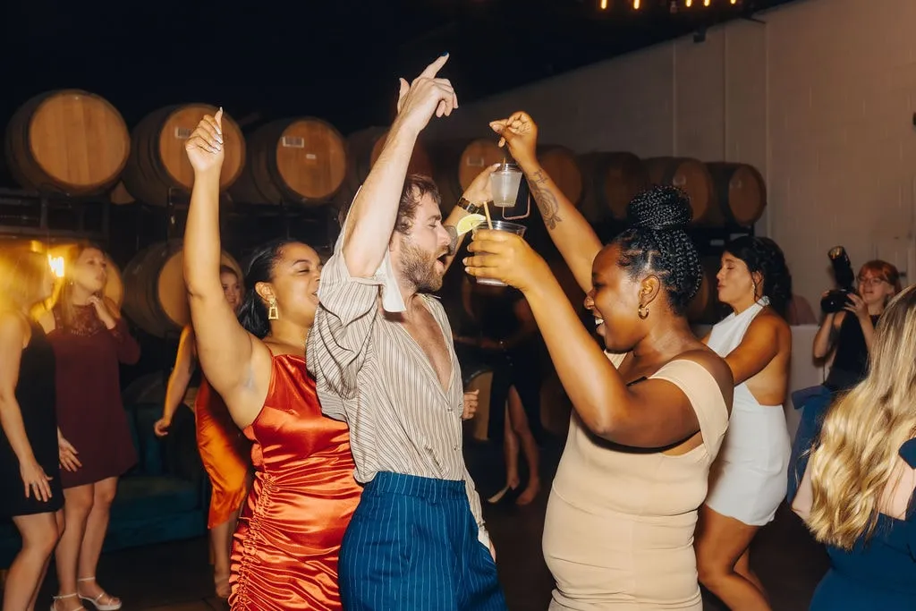 guests dancing at wedding