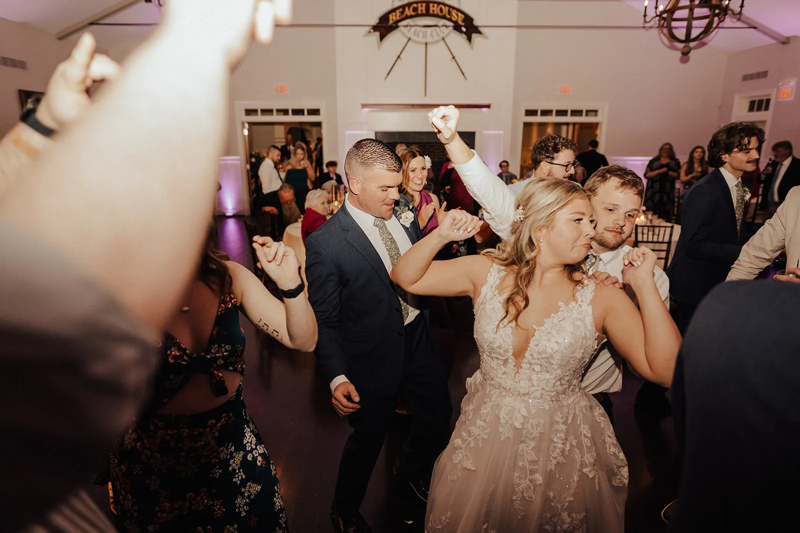 bride dancing with guests