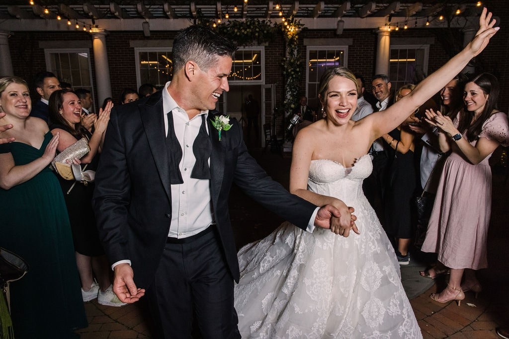 bride and groom exit wedding