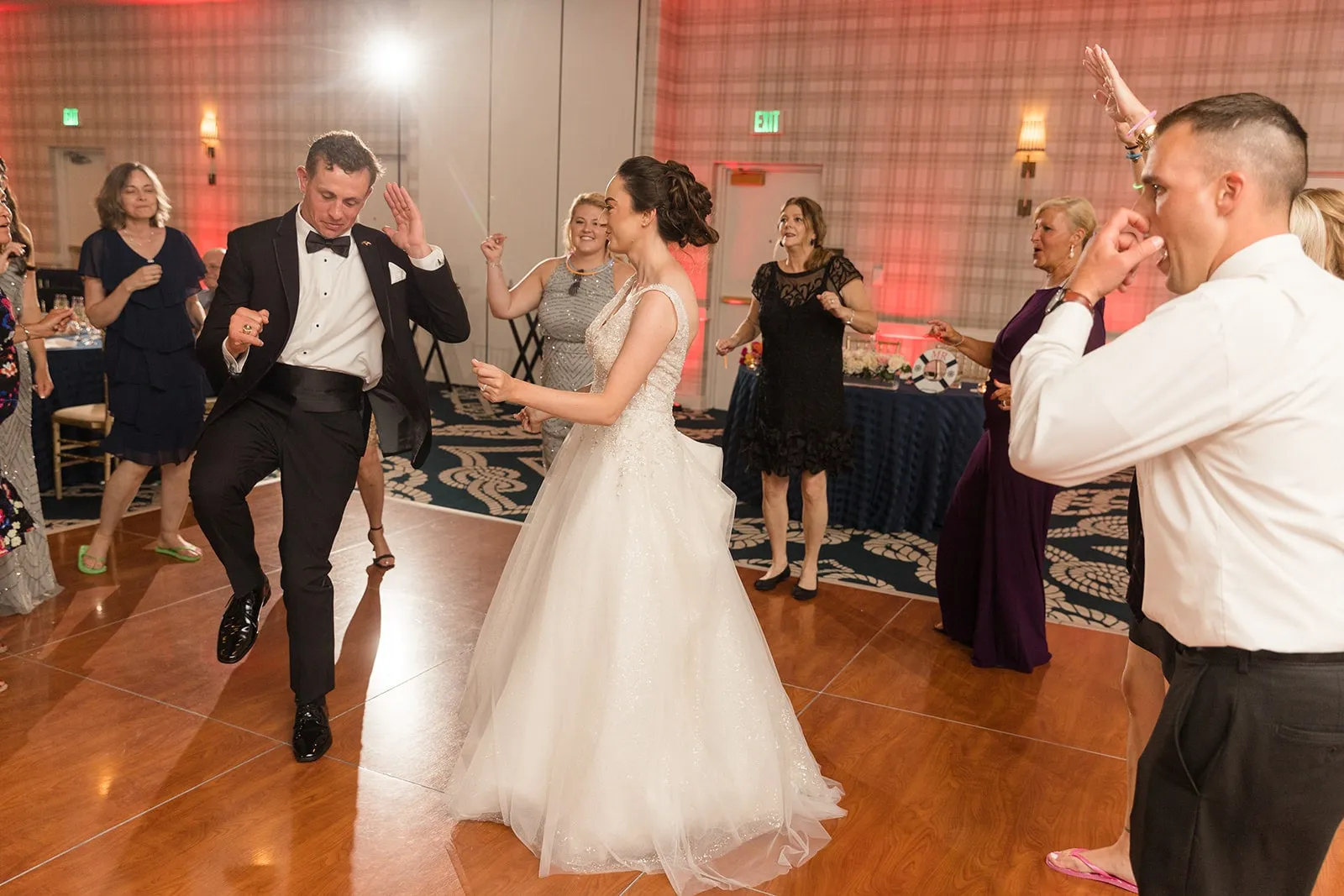bride and groom dancing