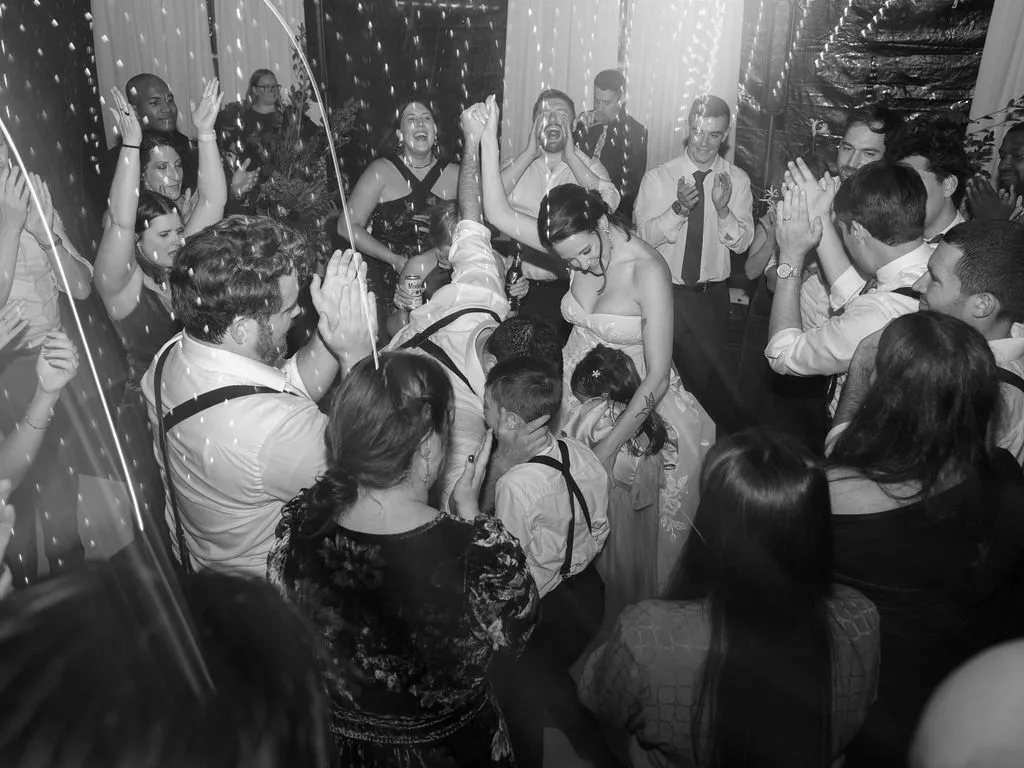 guests dancing at wedding
