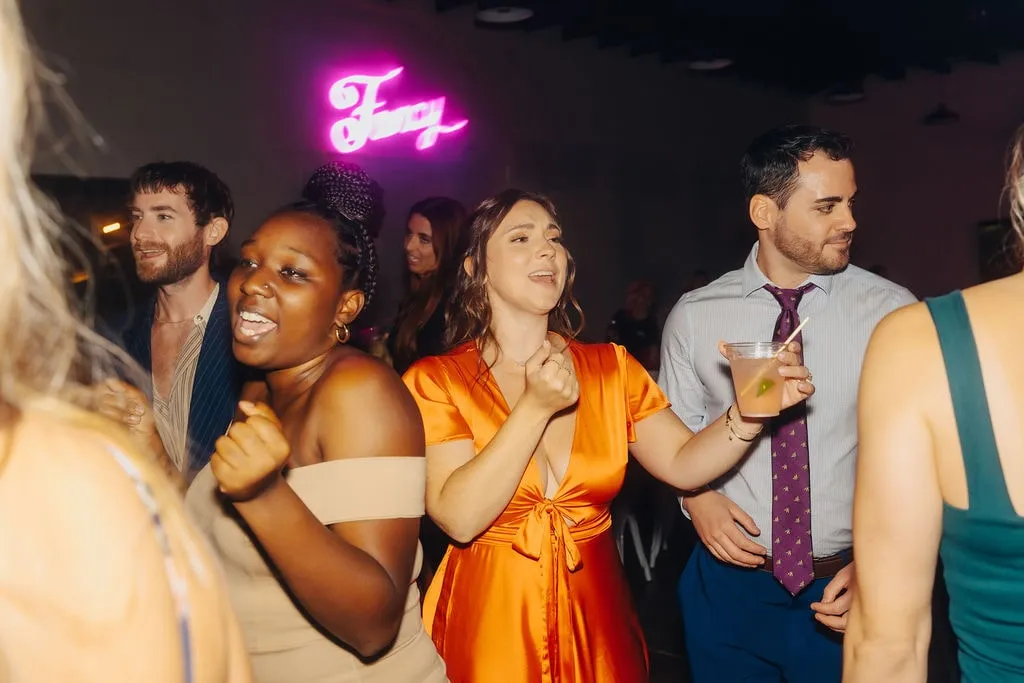 guests dancing at wedding