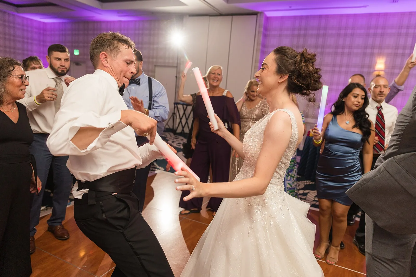 bride and groom dancing