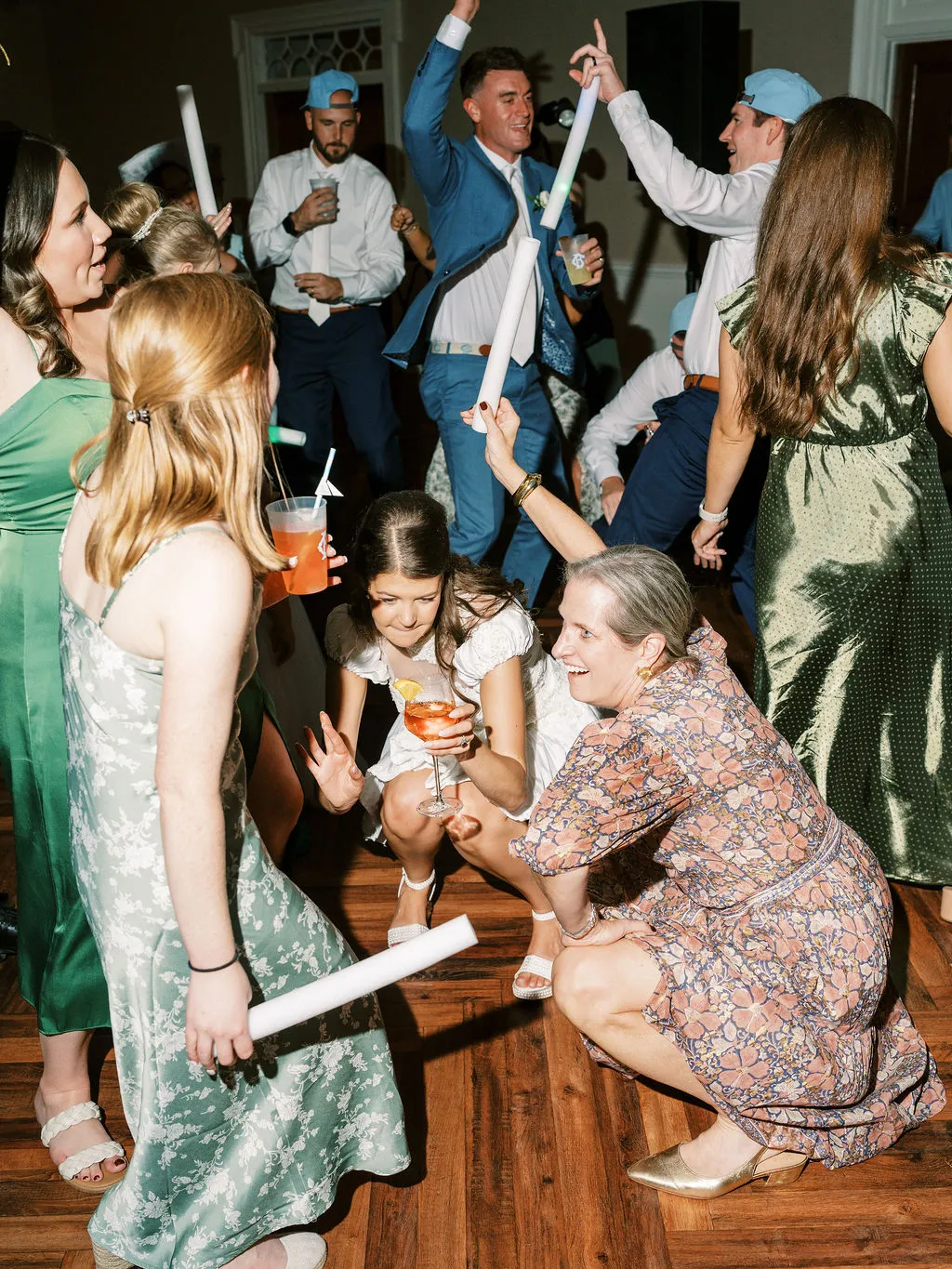 wedding guests dancing wildly