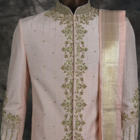 Light Pink Sherwani with Dhoti Set 2