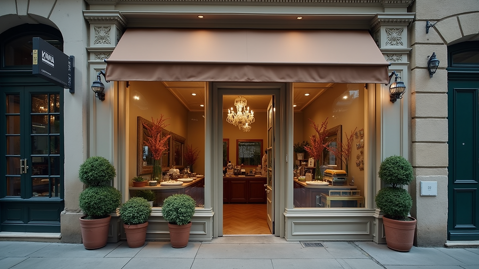 Eye-level view of a local business storefront with a welcoming entrance