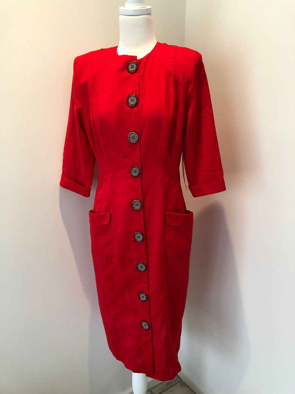 Thumbnail: 80s Vintage Stitches Plus Gold Label Red Dress