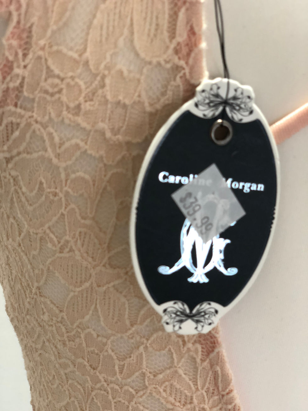 Thumbnail: Pretty Peach and Black Caroline Morgan Dress. Formal / Cocktail Dress