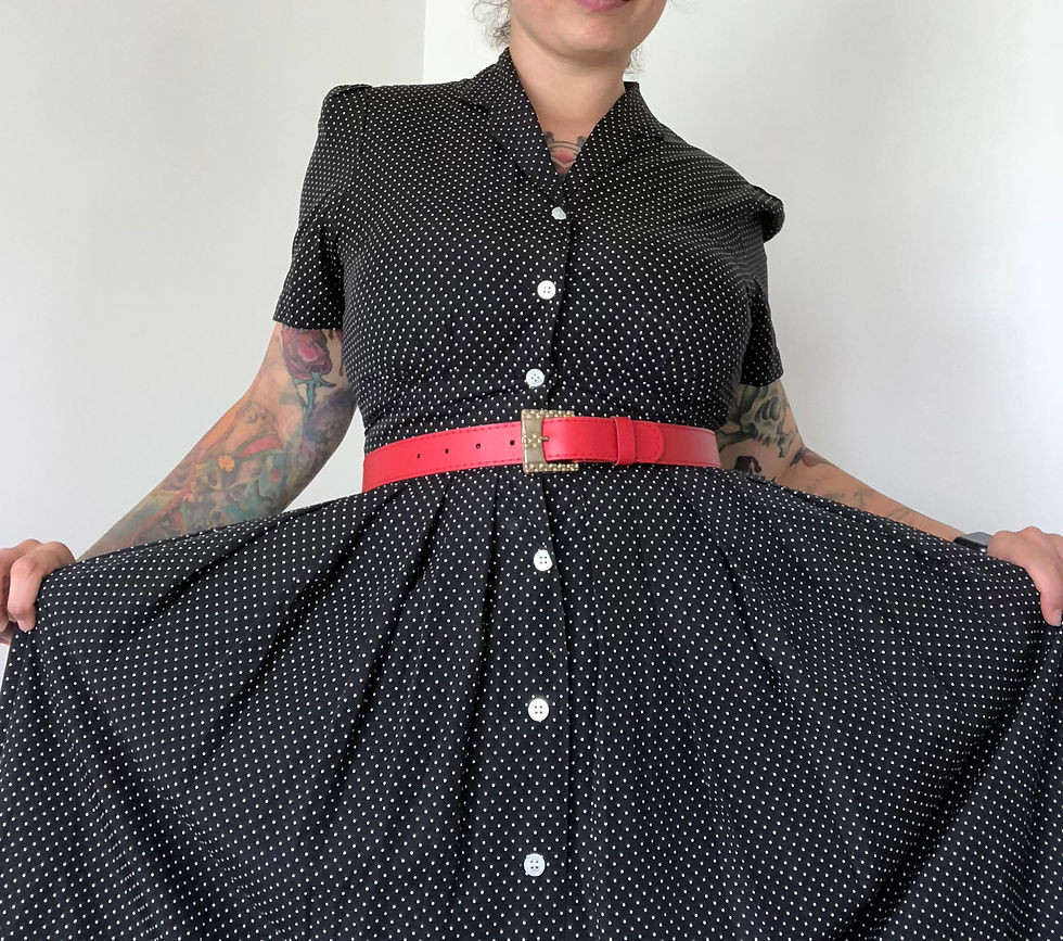 Thumbnail: 80s Vintage Charter Club Petites Polka Dot Dress