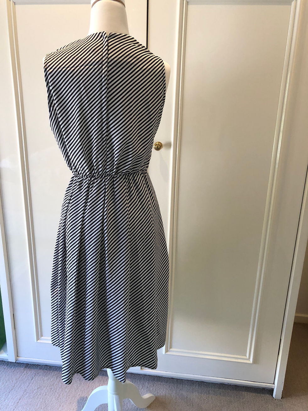 Thumbnail: 80's Vintage Dress, Black and White Striped Dress, 1980s retro dress, Jaki K