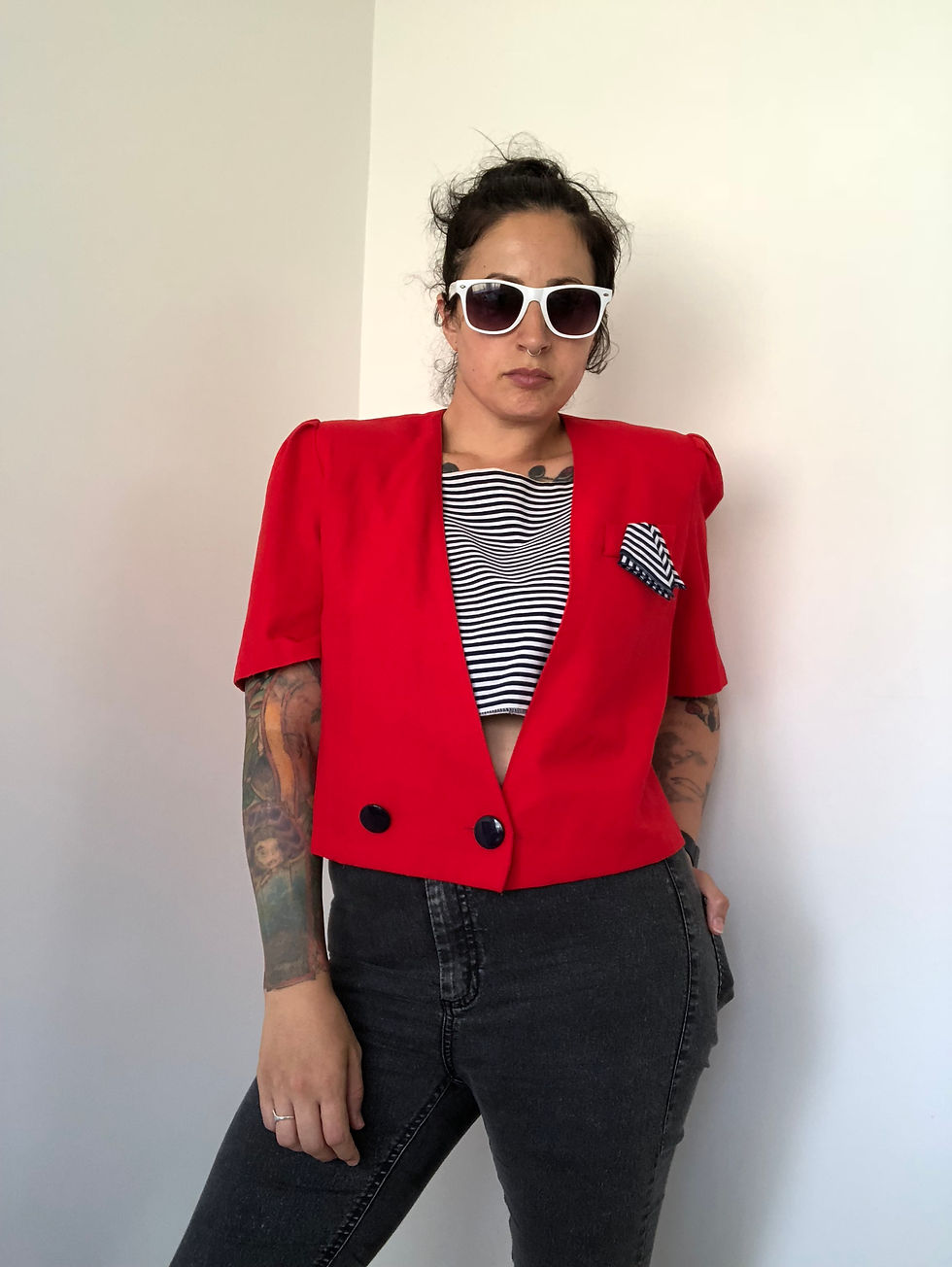 Thumbnail: 80s Vintage Nautical Bolero Jacket Top Dolina Blue Label Sydney