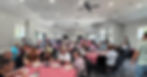guests eating at a banquet inside the beaver pool house