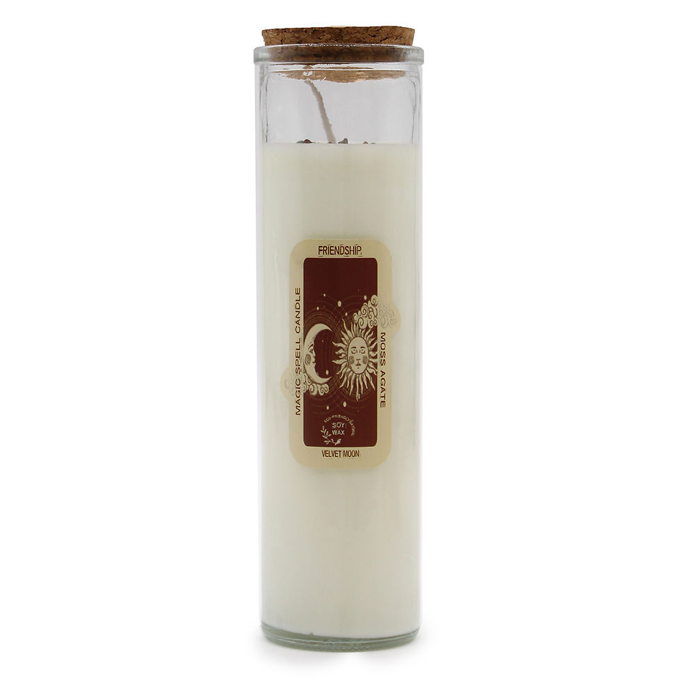 Mystical gemstones embedded in wax, amplifying the magic and intention of the candle - Friendship