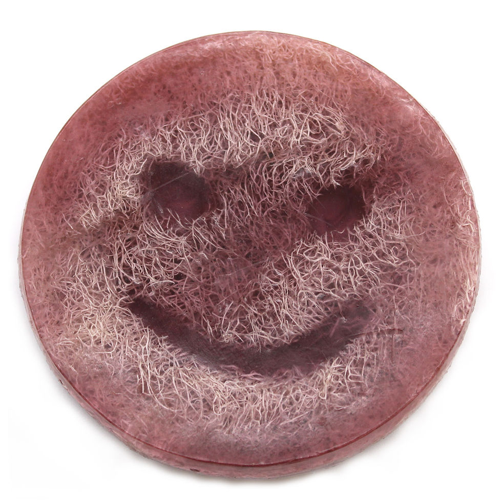 Happy Scrub Soap - Purple Grape, a fruity exfoliating soap for smooth and nourished skin.