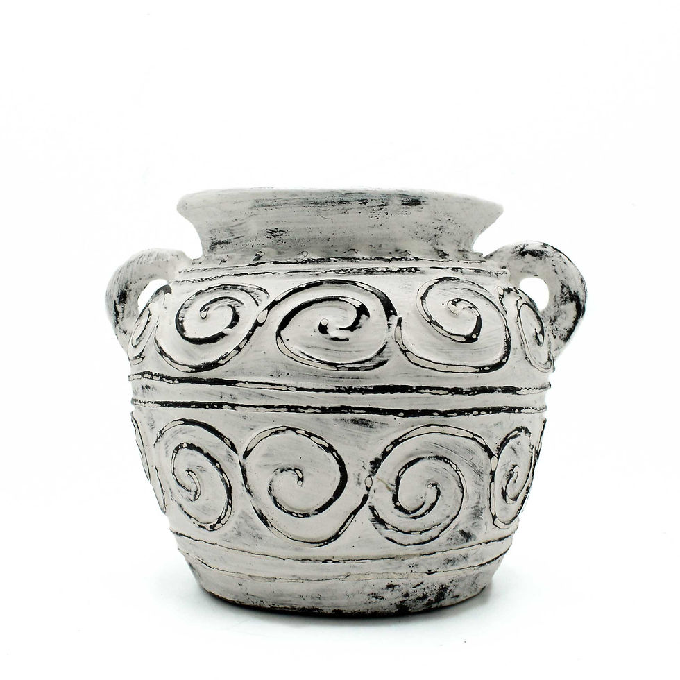 Greek Clay Plant Pot with Handles in Cream - 15cm Terracotta Planter for Indoor and Outdoor Plants