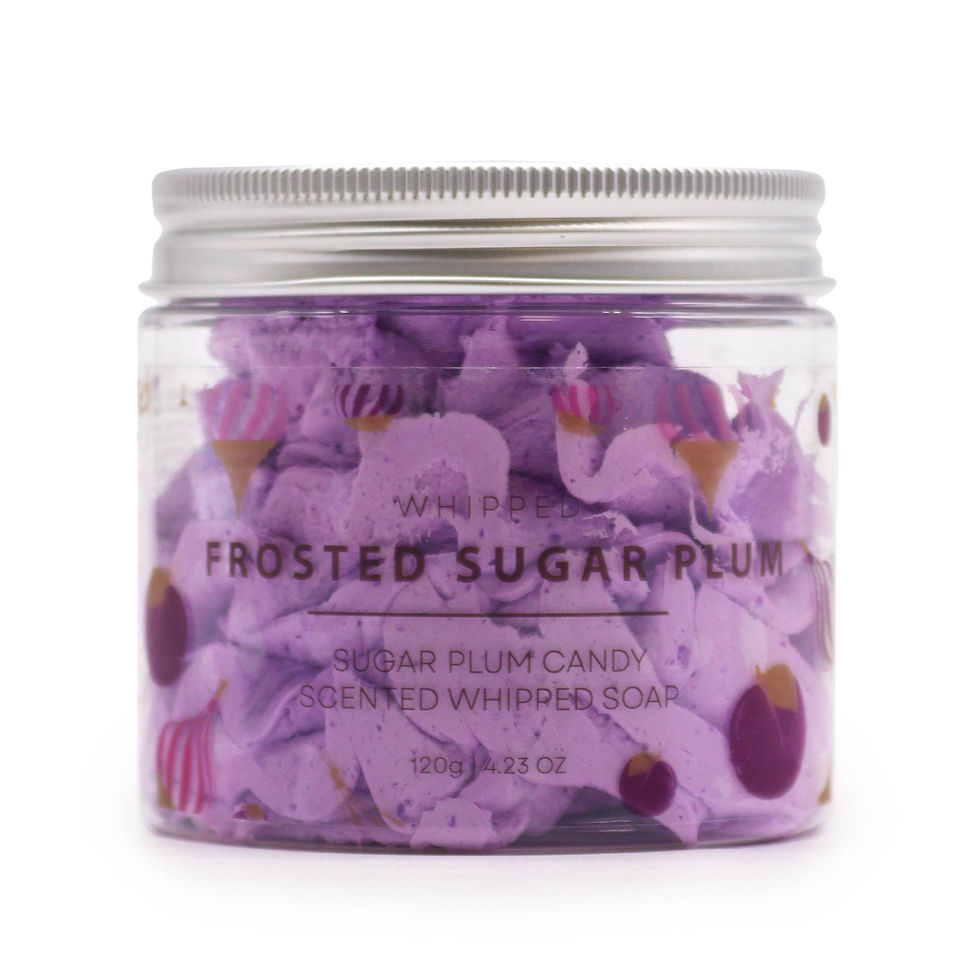 Frosted Sugar Plum Whipped Soap – A shimmering, luxurious whipped soap infused with sweet sugar plum and winter berry fragran