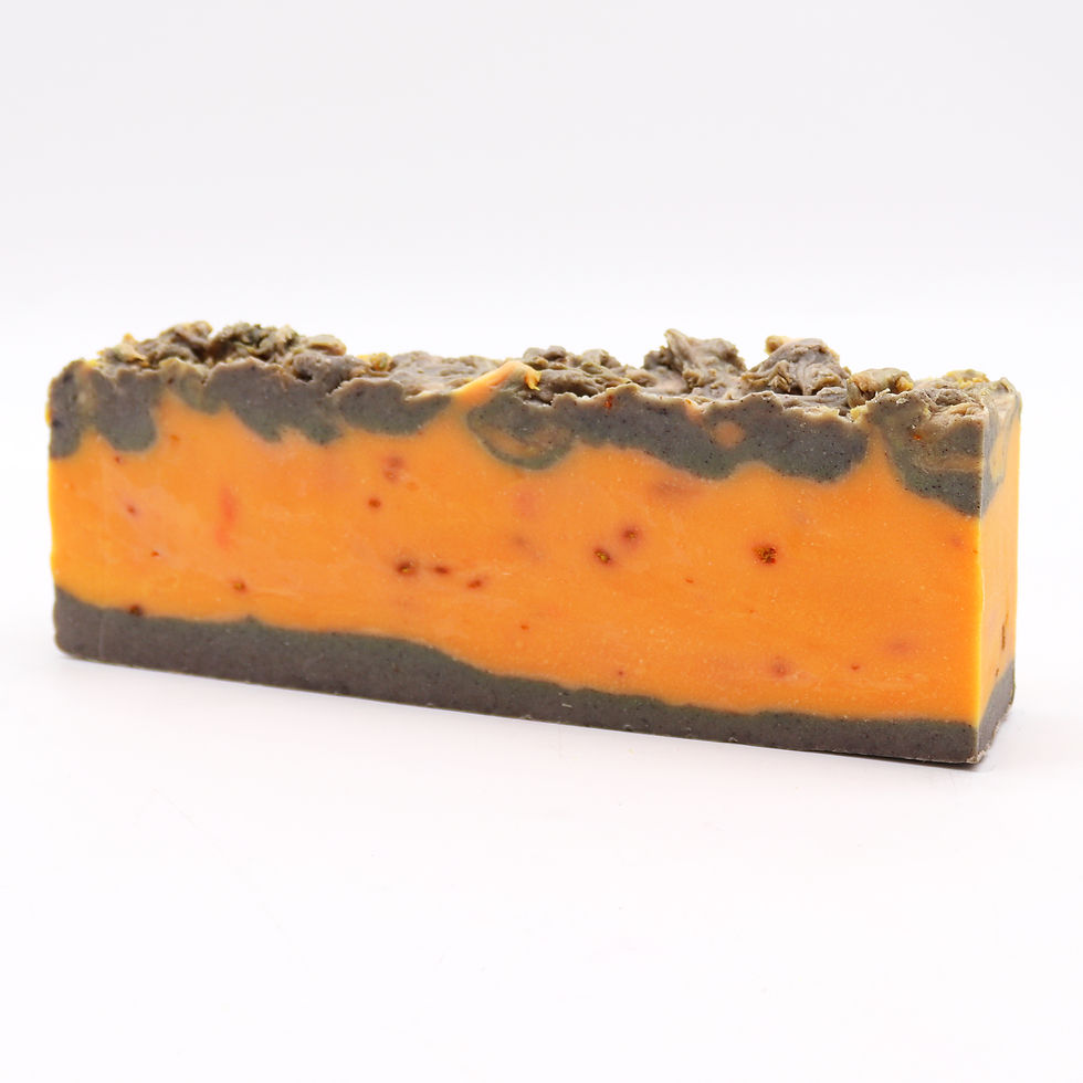 Handmade soap with ground cinnamon and orange extract, gently exfoliating and calming the skin.