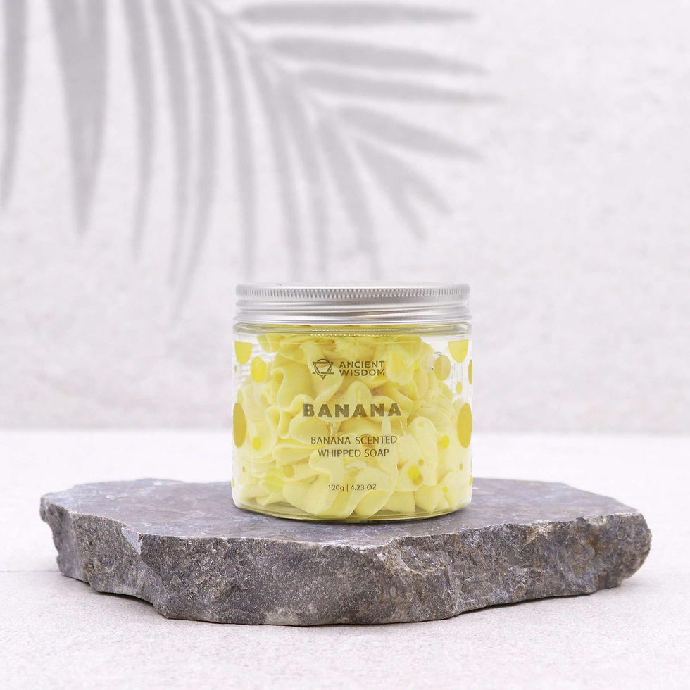 Banana Whipped Soap in a jar – fluffy, creamy texture with a sweet banana scent