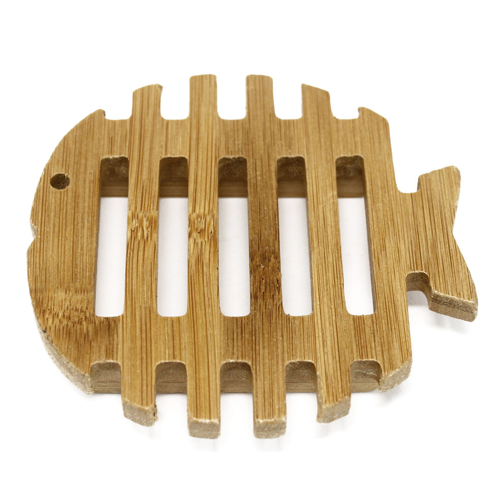 Close up hemu wood soap dish fish
