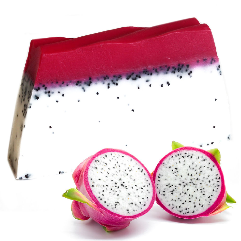 Handmade Dragon Fruit Soap Loaf, filled with exfoliating poppy seeds for smooth and radiant skin.