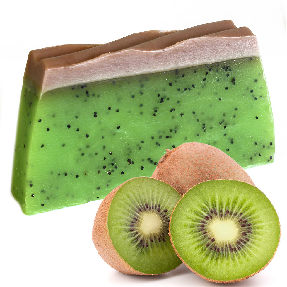 Handcrafted Kiwifruit Soap, ideal for exfoliating and moisturizing, leaving skin soft and radiant.