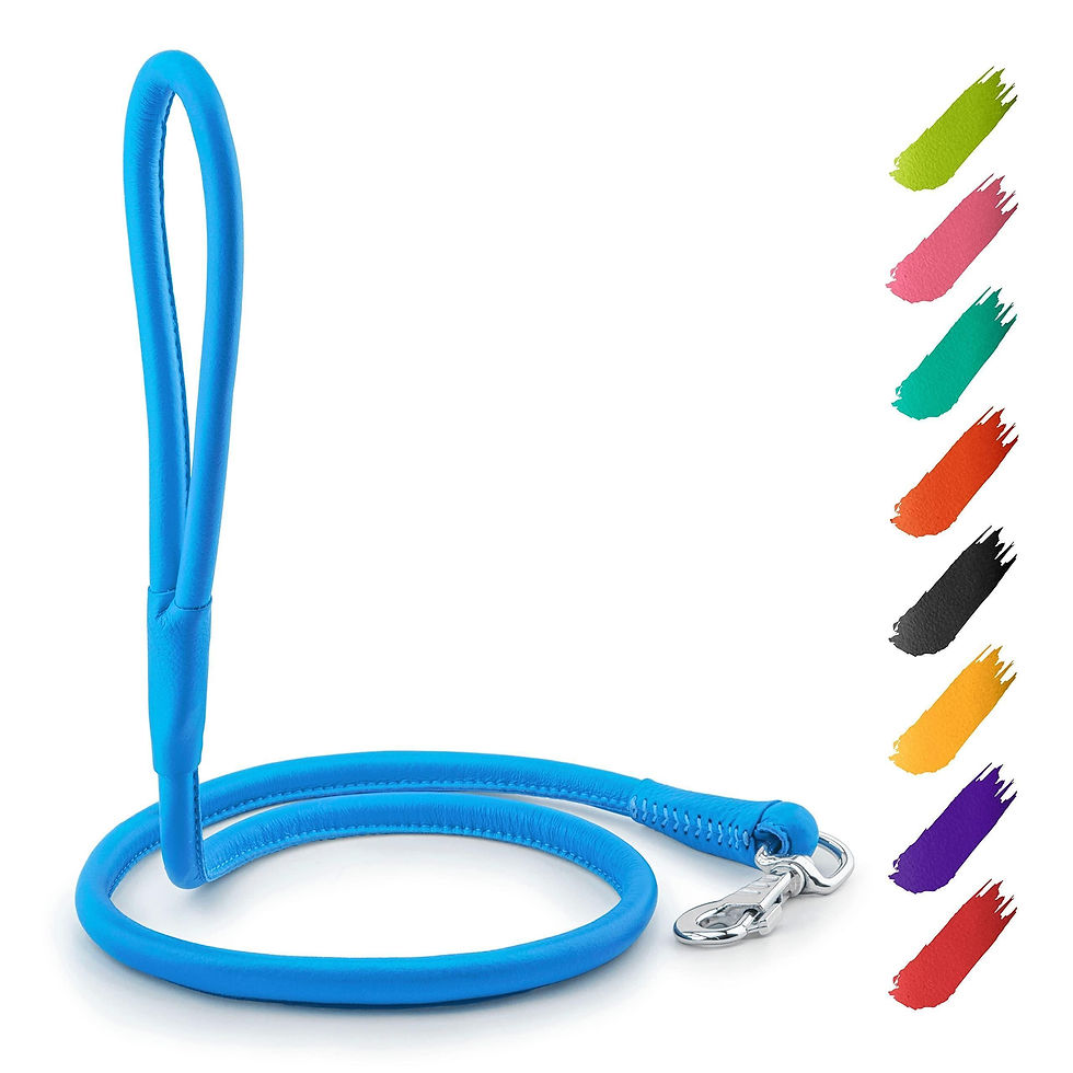 Thumbnail: Blue Rolled Leather Dog Leash 6Ft x 0.5 in for Small Medium and Large Dogs