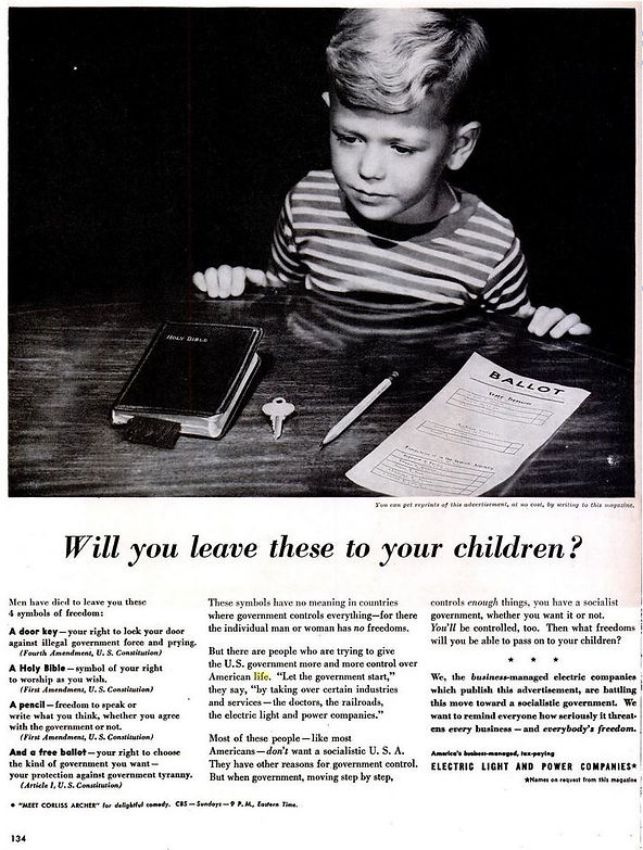 America's business-managed, tax-paying Electric Light and Power Companies, Life, April 3, 1950