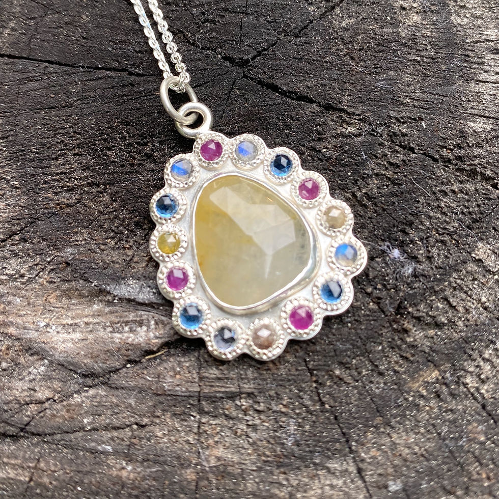 Sapphire, Diamond and Ruby Necklace