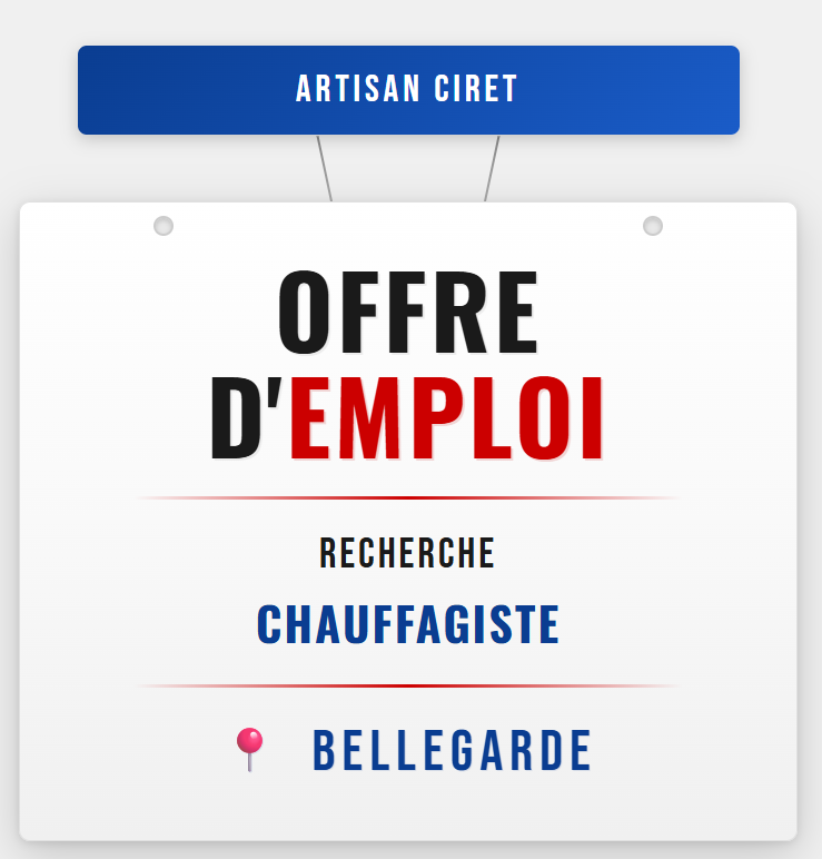 INSTALLATEUR CHAUFFAGISTE (H/F) 📍 Poste basé à Bellegarde (45)