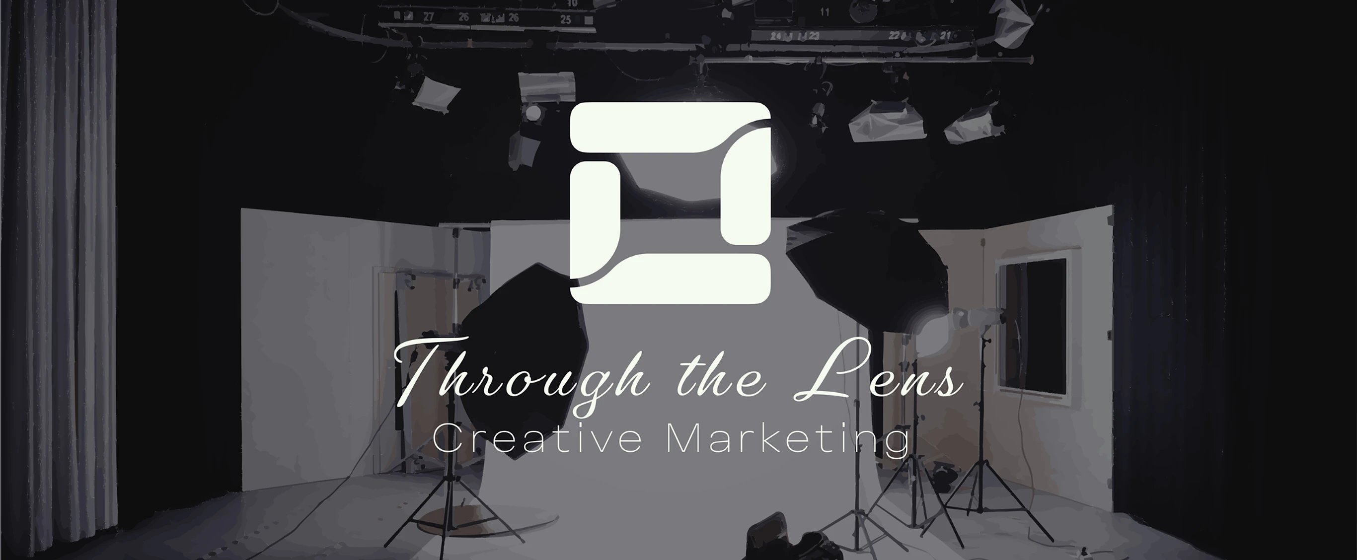 Modern minimal logo and type design for a photography company. Through the Lens Creative Marketing.