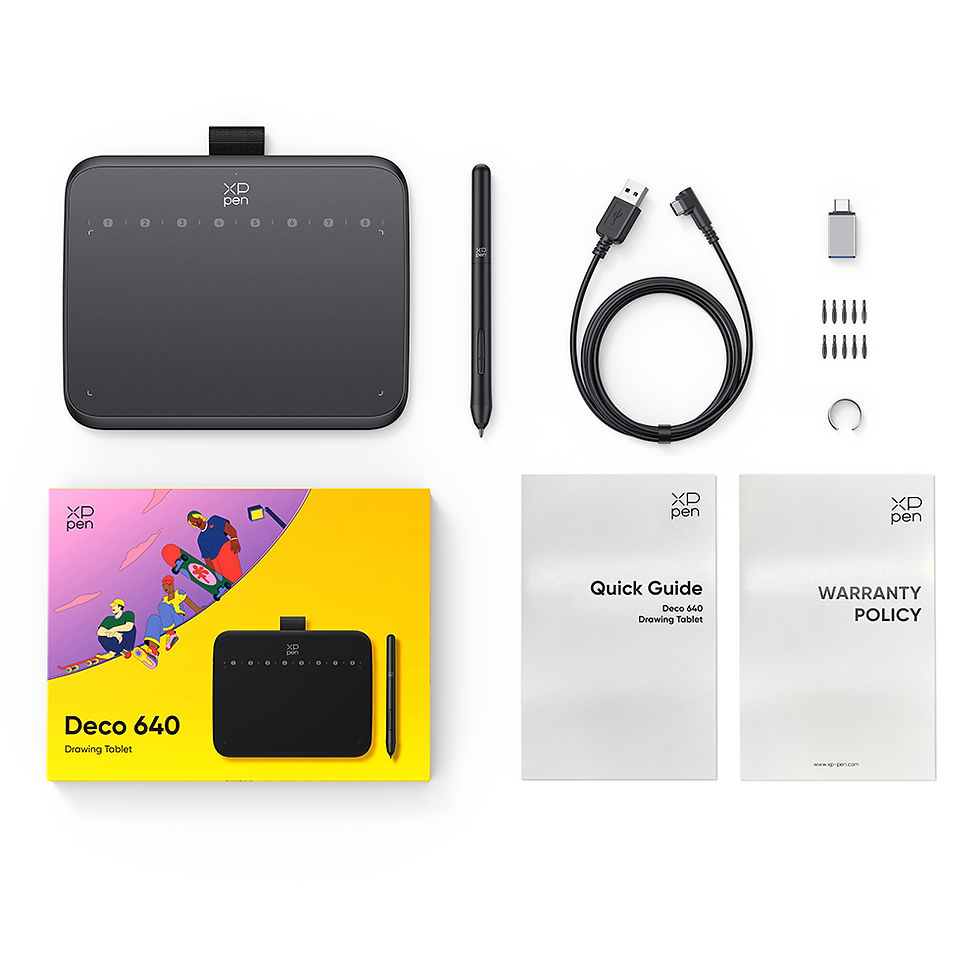 Thumbnail: XPPen Deco 640 Graphics Tablet 16K Pressure Levels 16x9cm Drawing Area with 8 Ke
