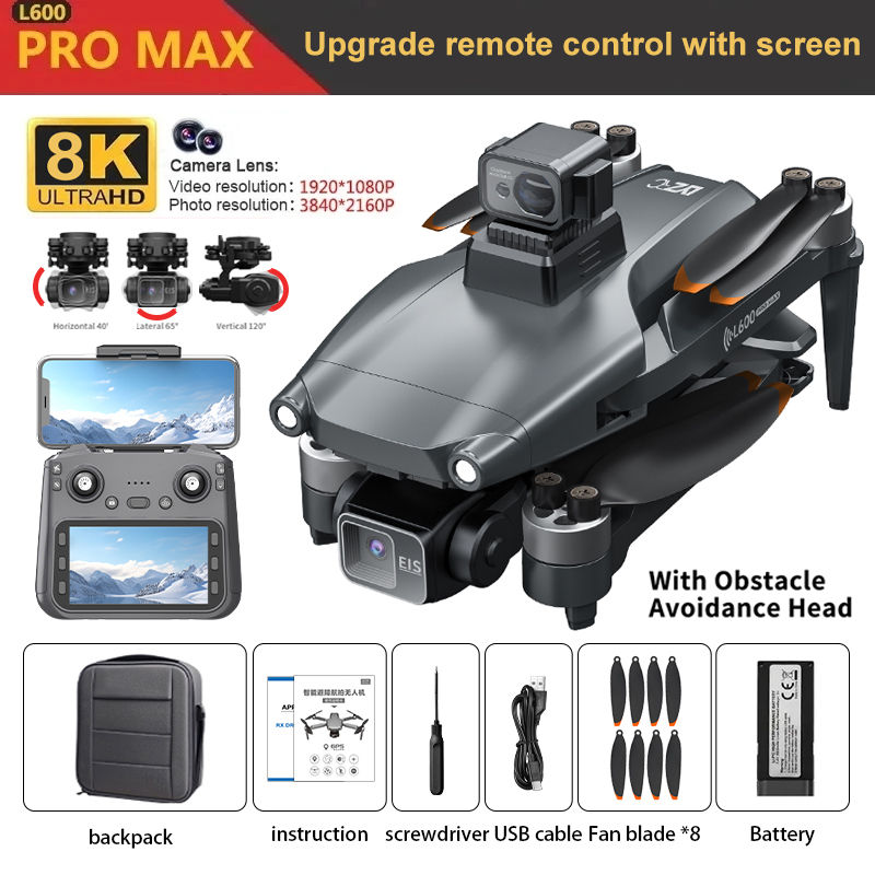 Thumbnail: L600 PRO MAX GPS Drone 8K Professional HD Dual Camera 3-Axis Gimbal Aerial 360°