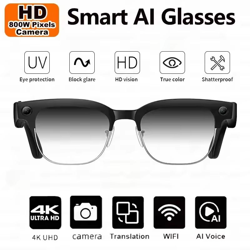 Thumbnail: 2026 New 4K HD Camera Business 800W AI Smart Glasses ELS Anti Shake 1080P Video 