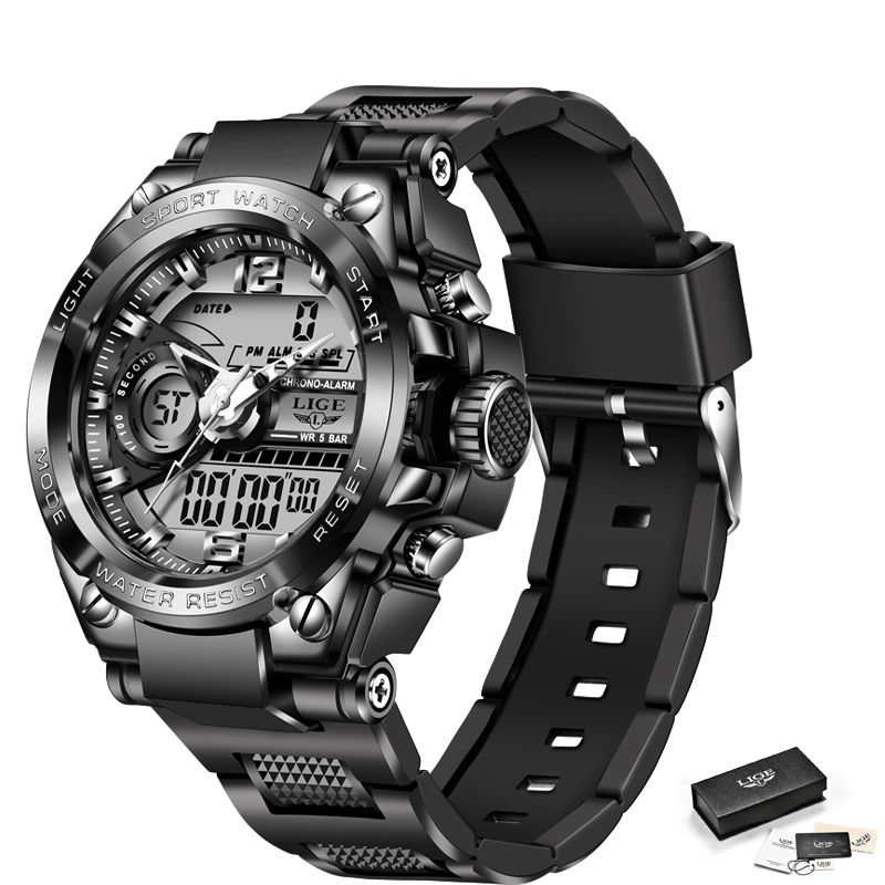 Thumbnail: LIGE Brand Men Digital Watch Military Sport Watches Fashion 50ATM Waterproof Ele