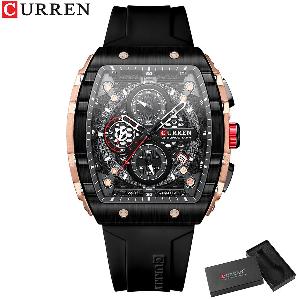 Thumbnail: CURREN Fashion men watch brand unique square design luxury quartz sports tape wa