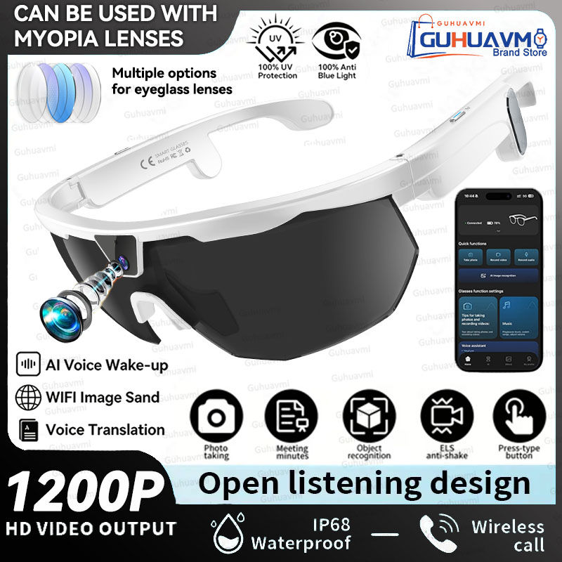 Thumbnail: New Sport AI Photo Glasses 8MP HD Camera 6-Axis Gyroscope Stabilization WIFI Syn