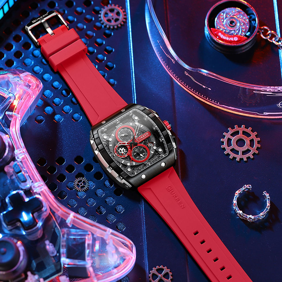 Thumbnail: CURREN Fashion men watch brand unique square design luxury quartz sports tape wa