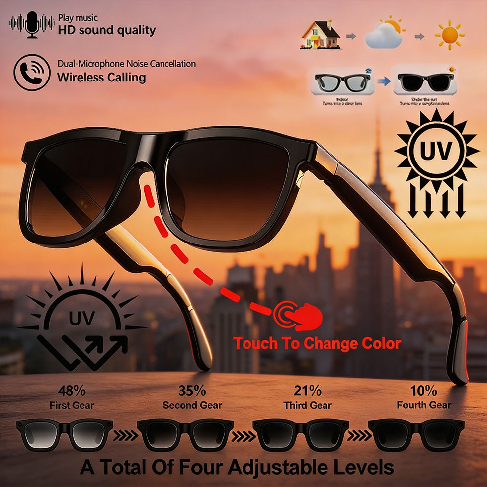 Thumbnail: New Smart Audio Glasses Touch Control Color Changing Lens Dual Microphone Noise 