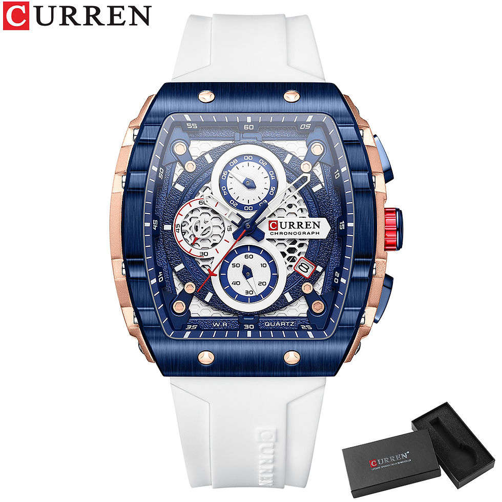 Thumbnail: CURREN Fashion men watch brand unique square design luxury quartz sports tape wa