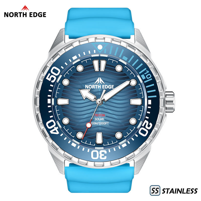 Thumbnail: NORTH EDGE TRITON-TI Titanium Stainless Solar-Powered Diving Watch Luxury Quartz