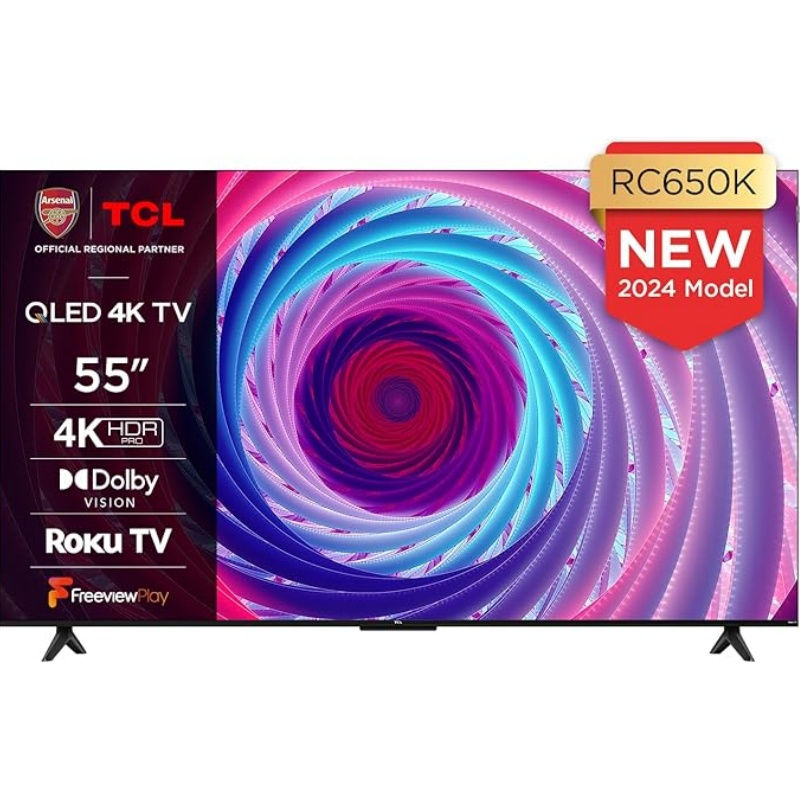 TCL 55RC650K 55-inch QLED Pro Television, 4K Ultra HD, Roku TV (Smart TV with Do