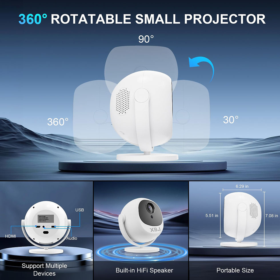 Thumbnail: XBJ Spherical Home Theater 4K Projector, Android WiFi 6 BT 5.0 Auto Keystone 360
