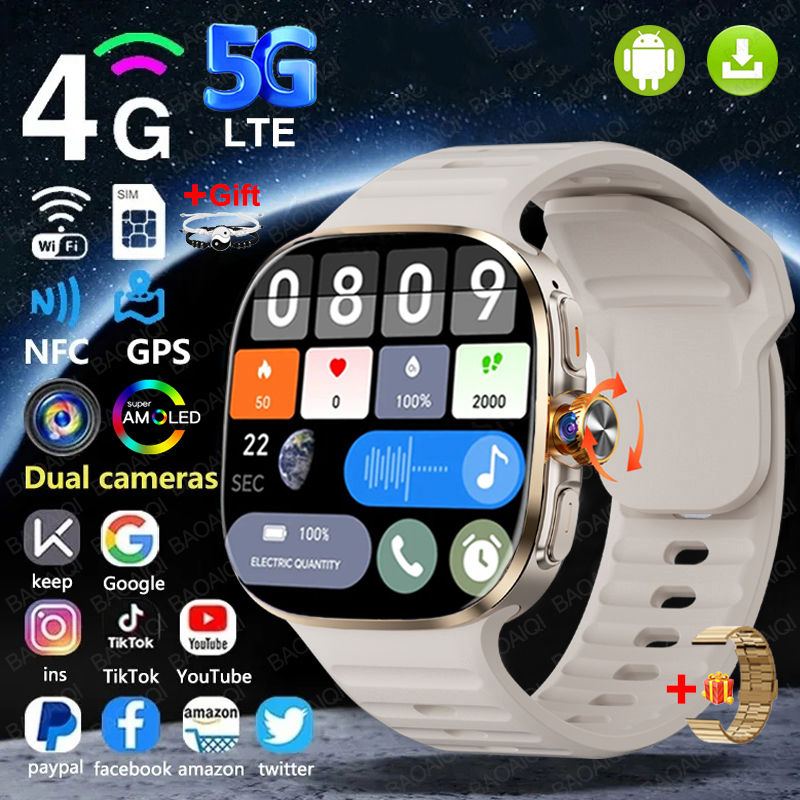Thumbnail: 5G/4G Full Network Smart Watch HD 2.4 inch Big Screen Video Call 16GB+256GB RAM 